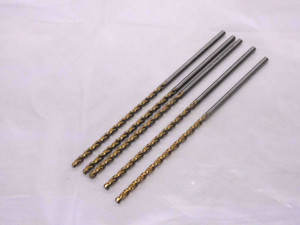 5PCS #30 TiN COATED HSS TWIST DRILL BIT 3.15mm SHANK 74mm LOC 137mm OAL .1285 - MW2771CT4