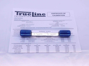 CERTIFIED 11/16 18 UNS 2A SET THREAD PLUG GAGE .6875 GO NO GO = .6500 & .6455 - DW33227TLC