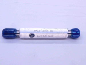 9/16 12 UNC 2B SPECIAL THREAD PLUG GAGE .5625 GO NO GO P.D.'S = .5089 & .5152 - DW33228CT4 9/16 12 UNC 2B SPECIAL THREAD PLUG GAGE .5625 GO NO GO P.D.'S = .5089 & .5152 - DW33228CT4