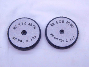 NEW M2.5 X .45 6g SOLID THREAD RING GAGES 2.5 0.45 GO NO GO PD'S = 2.188 & 2.117 - DW33344MJ