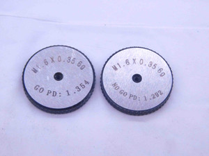 NEW M1.6 X .35 6g SOLID THREAD RING GAGES 1.6 0.35 GO NO GO PD'S = 1.354 & 1.292 - DW33345MJ NEW M1.6 X .35 6g SOLID THREAD RING GAGES 1.6 0.35 GO NO GO PD'S = 1.354 & 1.292 - DW33345MJ