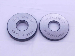 NEW 11/16 32 UN 2A SOLID THREAD RING GAGES .6875 GO NO GO P.D.'S = .6661 & .6625 - DW33363MJ NEW 11/16 32 UN 2A SOLID THREAD RING GAGES .6875 GO NO GO P.D.'S = .6661 & .6625 - DW33363MJ