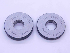 NEW 3/8 20 UN 2A SOLID THREAD RING GAGES .375 GO NO GO P.D.'S = .3413 & .3372 - DW33377MJ