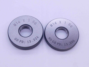 NEW M14 X 1 6g SOLID THREAD RING GAGES 14 1.0 GO NO GO P.D.'S = 13.324 & 13.206 - DW33392MJ