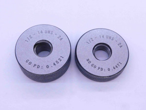 NEW 1/2 14 UNS 2A SOLID THREAD RING GAGES .5 .50 GO NO GO P.D.'S = .4521 & .4471 - DW33399MJ