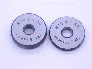 NEW M10 X 1 6g SOLID THREAD RING GAGES 10 1.0 GO NO GO P.D.'S = 9.324 & 9.212 - DW33425MJ