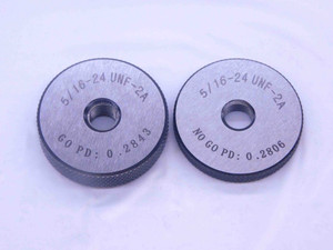 NEW 5/16 24 UNF 2A SOLID THREAD RING GAGES .3125 GO NO GO P.D.'S = .2843 & .2806 - DW33427MJ