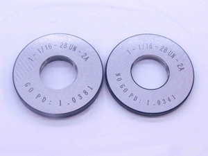 NEW 1 1/16 28 UN 2A SOLID THREAD RING GAGES 1.0625 GO NO GO PDS= 1.0381 & 1.0341 - DW33435MJ NEW 1 1/16 28 UN 2A SOLID THREAD RING GAGES 1.0625 GO NO GO PDS= 1.0381 & 1.0341 - DW33435MJ