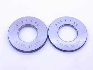 NEW M36 X 1 6g SOLID THREAD RING GAGES 36 1.0 GO NO GO P.D.'S = 35.324 & 35.199 - DW33488MJ