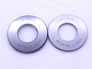 NEW 1 1/4 28 UN 2A SOLID THREAD RING GAGES 1.25 GO NO GO PD'S = 1.2256 & 1.2215 - DW33499MJ