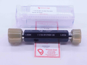 NEW 1 1/16 18 UNEF 2B VERMONT THREAD PLUG GAGE 1.0625 GO NO GO = 1.0264 & 1.0326 - DW33539VTG