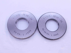 NEW 1 1/8 28 UN 2A SOLID THREAD RING GAGES 1.125 GO NO GO PD'S = 1.1006 & 1.0966 - DW33567MJ
