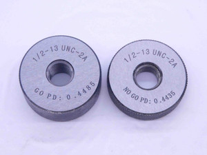 NEW 1/2 13 UNC 2A SOLID THREAD RING GAGES .5 .50 GO NO GO P.D.'S = .4485 & .4435 - DW33574MJ