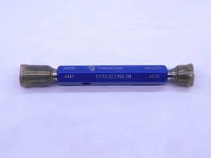 NEW 15/32 32 UNS 2B VERMONT THREAD PLUG GAGE .4687 GO NO GO PD'S = .4485 & .4530 - DW34202VTG