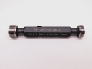NEW 7/8 20 UNEF 2B LEFT HAND THREAD PLUG GAGE .875 GO NO GO PD'S = .8425 & .8482 - DW34446MSAF