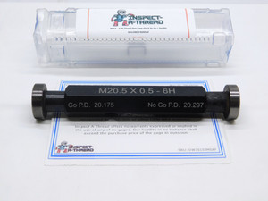 NEW M20.5 X .5 6H THREAD PLUG GAGE 20.5 0.5 GO NO GO P.D.'S = 20.175 & 20.297 - DW35152MSAF