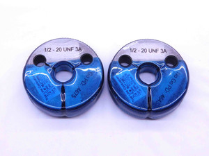 CERTIFIED 1/2 20 UNF 3A THREAD RING GAGES .5 GO NO GO P.D.'S = .4675 & .4643 - DW35217TLC