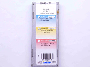 10pcs NEW ISCAR TIP 4P2.0-ISO IC908 TiCN COATED CARBIDE THREADING INSERTS 2 TPI - DM0381CT4