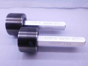 3 1/4 12 UNJ 3A SET THREAD PLUG GAGE 3.25 GO NO GO P.D.'S = 3.1959 & 3.1912 - DW35399BR5