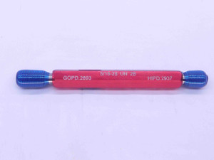 5/16 28 UN 2B THREAD PLUG GAGE .3125 GO NO GO P.D.'S = .2893 & .2937 INSPECTION - DW35466BS5 5/16 28 UN 2B THREAD PLUG GAGE .3125 GO NO GO P.D.'S = .2893 & .2937 INSPECTION - DW35466BS5