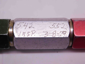 .5420 & .5520 PIN PLUG GAGE GO NO GO .5625 -.0105 UNDERSIZE 9/16 14 mm .542 .552 - DM1007CT4