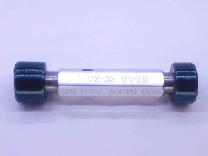 1 1/2 32 UN 2B THREAD PLUG GAGE 1.5 1.50 1.500 GO NO GO P.D.'S = 1.4797 & 1.4849 - DW35764BX5