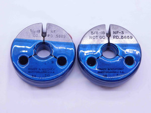 5/8 18 NF 3 THREAD RING GAGES .625 .6250 GO NO GO P.D.'S = .5889 & .5859 UNF-3 - BL2701CB