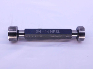 NEW 3/4 14 NPSL PIPE THREAD PLUG GAGE .75 GO NO GO P.D.'S = 1.0112 & 1.0179 2B - DW36184MSAF