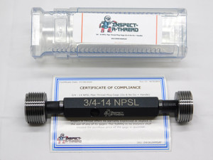 NEW 3/4 14 NPSL PIPE THREAD PLUG GAGE .75 GO NO GO P.D.'S = 1.0112 & 1.0179 2B - DW36184MSAF