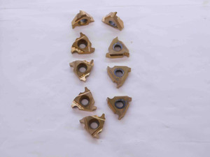 9pcs NEW TOOL FLO 16NR 3.0TR GP22 TiN COATED CARBIDE THREADING INSERTS - NS0579BU5