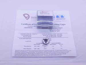 NEW CERTIFIED 0 80 UNF 3A VERMONT THREAD RING GAGE #0 .060 GO ONLY P.D. = .0519 - DW36252CK5