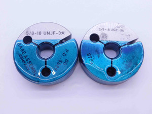 5/8 18 UNJF 3A THREAD RING GAGES .625 .6250 GO NO GO P.D.'S = .5889 & .5854 - DW36469OB5