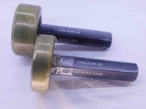 3 3/4 10 UNS 2B THREAD PLUG GAGE 3.75 3.750 GO NO GO P.D.'S = 3.6850 & 3.6940 - DW36499SLW