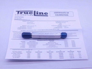 CERTIFIED 9/16 12 UNJC 3B THREAD PLUG GAGE .5625 GO NO GO PD'S = .5084 & .5135 - DW36618TLC