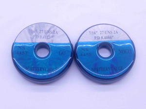 7/16 27 UNS 2A SOLID THREAD RING GAGES .4375 GO NO GO P.D.'S = .4123 & .4086 - DW36778CL5