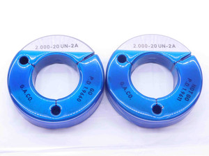 2" 20 UN 2A THREAD RING GAGES 2.0 2.00 2.000 GO NO GO P.D.'S = 1.9660 & 1.9611 - DW36811CL5