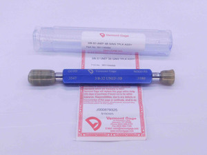 NEW 3/8 32 UNEF 3B VERMONT THREAD PLUG GAGE .375 GO NO GO P.D.'S = .3547 & .3580 - DW36907VTG