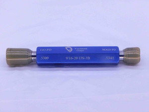 NEW 9/16 20 UN 3B VERMONT THREAD PLUG GAGE .5625 GO NO GO P.D.'S = .5300 & .5341 - DW36913VTG