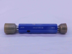 NEW 3/4 12 UN 2B VERMONT THREAD PLUG GAGE .75 GO NO GO P.D.'S = .6959 & .7031 - DW36918VTG