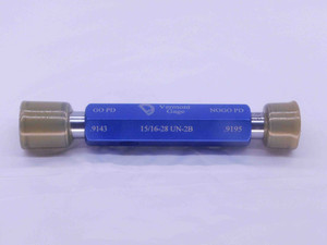 NEW 15/16 28 UNC 2B VERMONT THREAD PLUG GAGE .9375 GO NO GO PD'S = .9143 & .9195 - DW36927VTG
