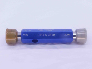NEW 15/16 32 UN 3B VERMONT THREAD PLUG GAGE .9375 GO NO GO PD'S = .9172 & .9209 - DW36929VTG