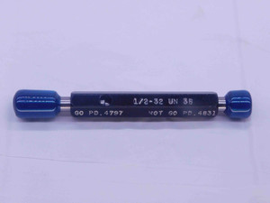 1/2 32 UN 3B THREAD PLUG GAGE .5 .50 .500 .5000 GO NO GO P.D.'S = .4797 & .4831 - DW36996CL5