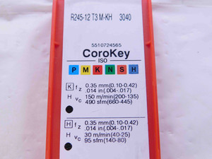 10pcs NEW SANDVIK R245-12 T3 M-KH 3040 CARBIDE MILLING INSERTS INDEXABLE - DCT-NS1774