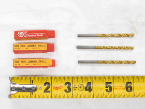 3PCS SKF & DORMER 4.2mm TiN HSS JOBBER TWIST DRILL BIT DIN 338 ADX 44mm LOC - DM2597CT4