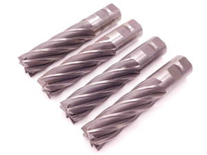 4pc LOT OF F&D HSS 1 1/4 O.D. CENTER CUTTING END MILLS 4" LOC 6 FL SPIRAL 1.25 - BR10553AE5