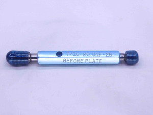 7/16 20 UNF 2B BEFORE PLATE THREAD PLUG GAGE .4375 GO NO GO PD'S = .4062 & .4112 - DW37192CT4
