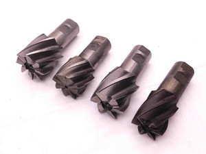 4pc LOT OF HSS SPIRAL FLUTE SQUARE END MILLS 1 5/8, 1 7/8 & 2" O.D. 1 1/4 SHANKS - BR10587BF4
