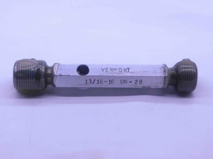 13/16 16 UN 2B VERMONT THREAD PLUG GAGE .8125 GO NO GO P.D.'S = .7719 & .7782 - DW37336CQ5