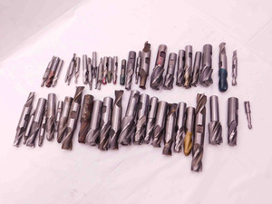 LARGE LOT OF HSS 2 & 4 FLUTE END MILLS VARIOUS SIZE AND TYPES MACHINIST TOOLING - BR10652CW5