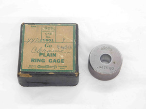 .4475 MASTER PLAIN BORE RING GAGE .4375 +.0100 OVERSIZE 7/16 11.367 mm USA MADE - DM3025CT4